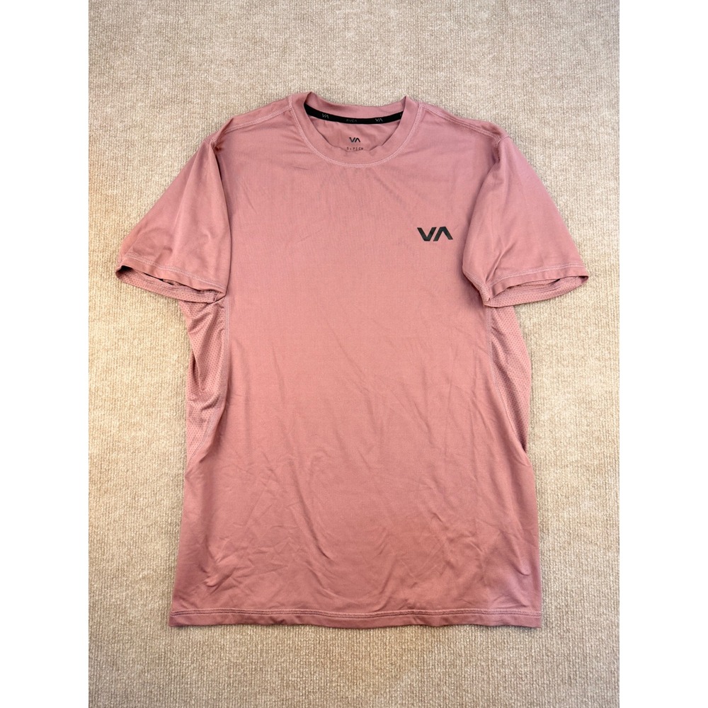 RVCA VA Sport Mens Small Training T-Shirt Mauve Pink Mesh Side Panels Athletic - Picture 1 of 9